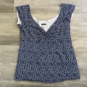 J Crew Blue and white polka dot sleeveless top
